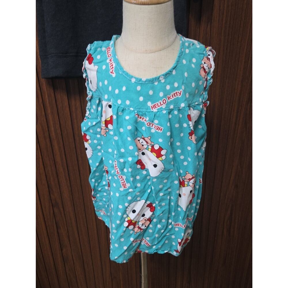 Hello Kitty Turquoise Polka Dot Sleeveless Kids Nightgown 12 Years Old